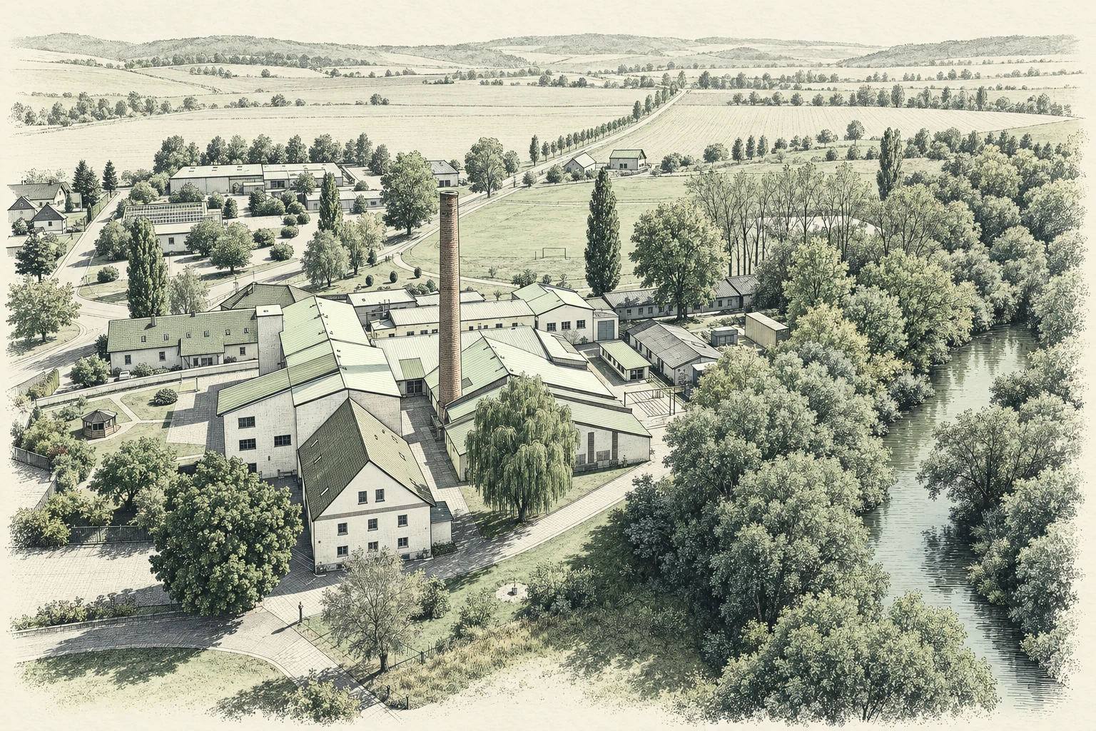 Neue redaktionelle Campusillustration nach der Luftaufnahme